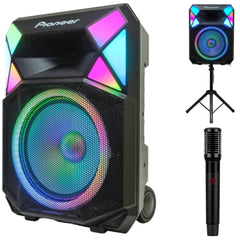 Pioneer PSX615 700W 15” Party Speaker Auracast & Lights w/ Wireless Mics & Stand (Open Box, Black)
