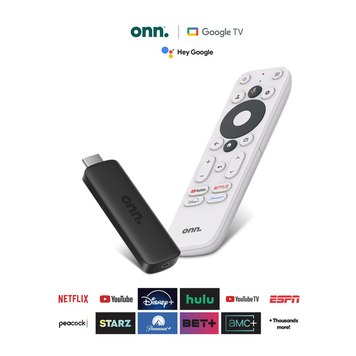 onn. Google TV 2K Full HD Streaming Device With Google Assistant Remote Control (Black)