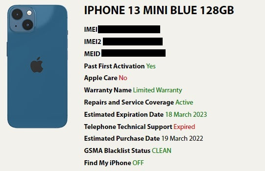 iPhone 13 Mini (128GB, 4GB) 5.4" 5G / 4G LTE GSM / CDMA Unlocked - FOR PARTS (For Parts Only / Not Working, Blue)