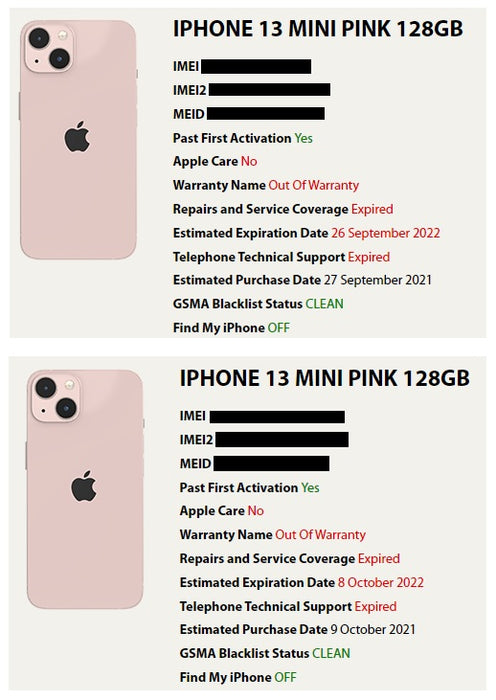 iPhone 13 Mini (128GB, 4GB) 5.4" - FOR PARTS ONLY (For Parts Only / Not Working, Pink)