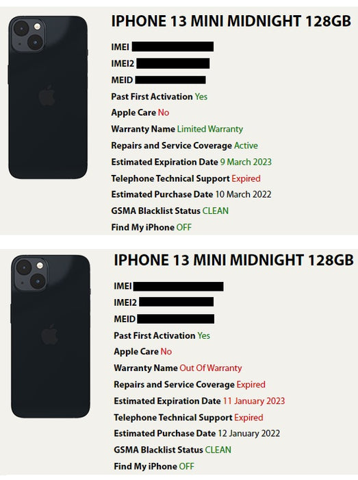 iPhone 13 Mini (128GB, 4GB) 5.4" (Midnight) FOR PARTS ONLY (For Parts Only / Not Working, Midnight)