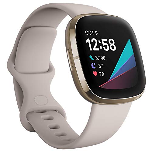 Fitbit Sense Health & Fitness Smartwatch W/ ECG, Stress Sensor, Heart Rate, SpO2 (Excellent - Refurbished, White/Gold)