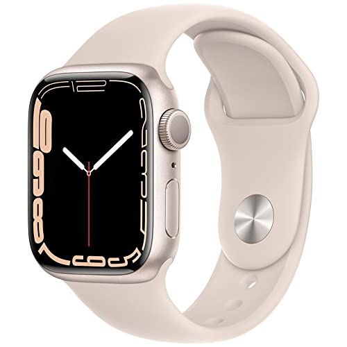 Apple Watch Series 7 (41 mm, GPS + Cellular) 1.69" completamente desbloqueado con caja de aluminio (en buenas condiciones, reacondicionado, Starlight)