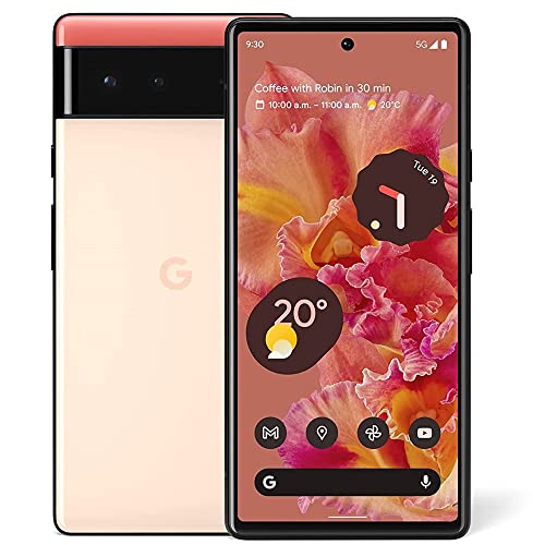 Google Pixel 6 5G (128GB, 8GB) 6.4" (GSM + CDMA) 4G LTE Unlocked - US Model (Excellent - Refurbished, Kinda Coral)