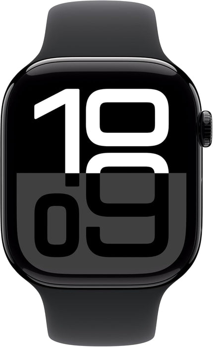 Apple Watch Series 10 (42mm, GPS+Cellular) 1.77" Fully Unlocked w/ Aluminum Case (Renewed | Pre-Loved, Jet Black Aluminum Case with Black Sport Band)
