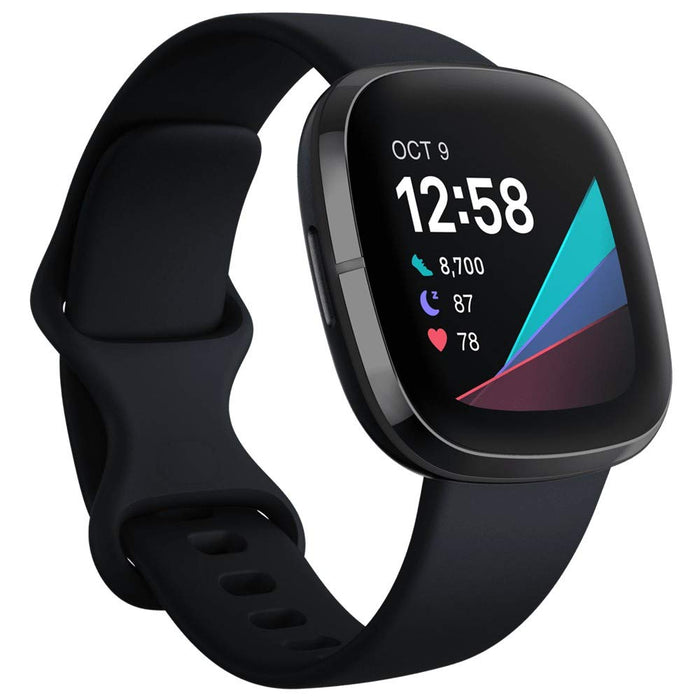 Reloj inteligente Fitbit Sense para la salud y el fitness con ECG, sensor de estrés, frecuencia cardíaca y SpO2 (excelente, reacondicionado, carbono/grafito)