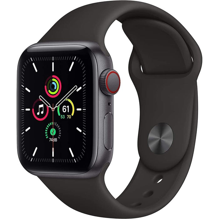 Apple Watch SE (44 mm, Wi-Fi, GPS + 4G LTE) 1,78" completamente desbloqueado con caja de aluminio (en buenas condiciones, reacondicionado, gris espacial)