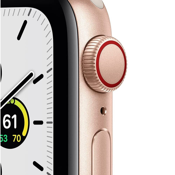 Apple Watch SE (40 mm, Wi-Fi, GPS + 4G LTE) 1,57" completamente desbloqueado con caja de aluminio (en buenas condiciones, reacondicionado, dorado)