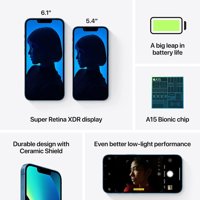 Apple iPhone 13 5G (512GB, 4GB) 6.1" OLED, 5G / 4G LTE GSM + Verizon Unlocked (Acceptable - Refurbished, Blue)