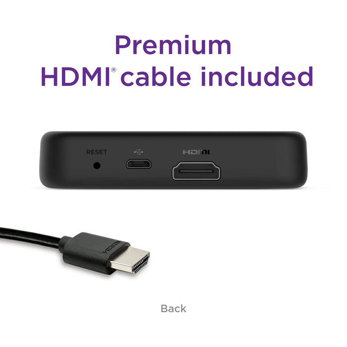 Reproductor multimedia de transmisión Roku Premiere HD/4K/HDR con control remoto y cable HDMI 3920R (negro)