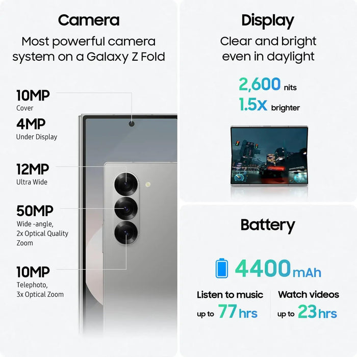 Samsung Galaxy Z Fold6 5G (512GB, 12GB) 7.6" Factory Unlocked GSM/CDMA F956U (Renewed | Like New)