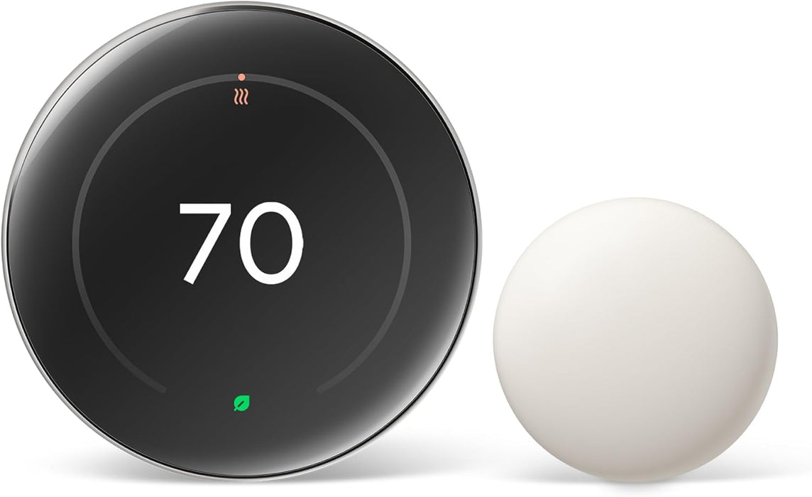 Google Nest Learning Thermostat | 4th Gen, 2024 | w/ Temperature Sensor | Silver (Polished Silver)