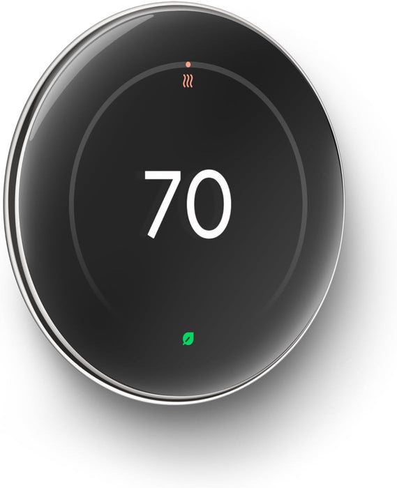 Google Nest Learning Thermostat | 4th Gen, 2024 | w/ Temperature Sensor | Silver (Polished Silver)