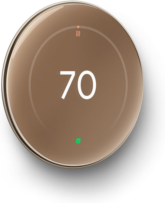 Google Nest Learning Thermostat | 4th Gen, 2024 | w/ Temperature Sensor | Gold (Renewed | Like New, Polished Silver)