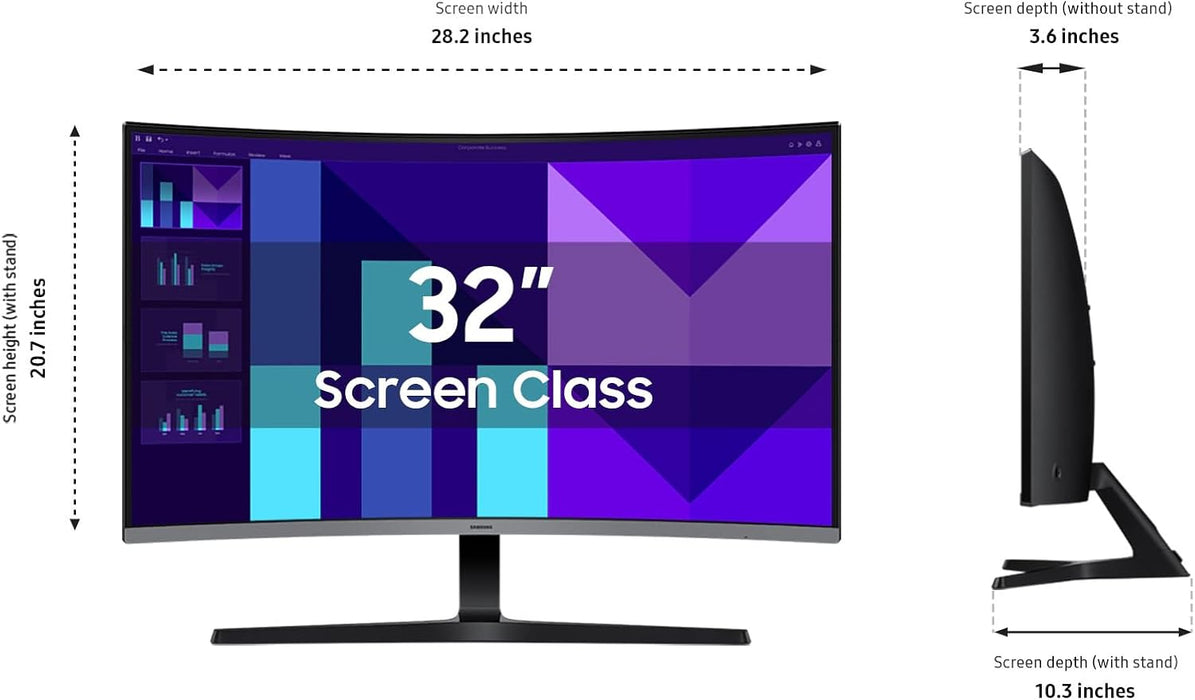 Samsung S3 S39GD 32" 1800R Curved FHD 100Hz Monitor with Speakers, HDMI (Renewed | Like New, Black)