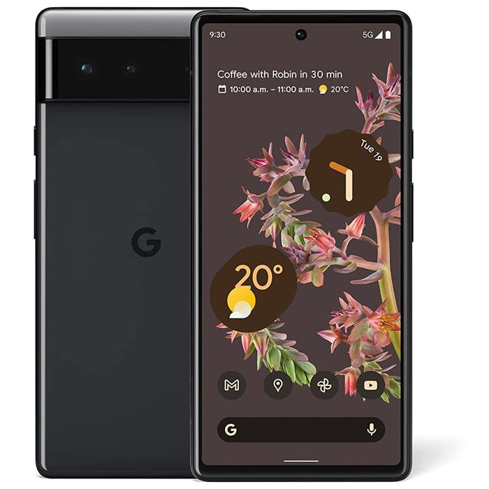 Google Pixel 6 5G (128 GB, 8 GB) 6.4" (GSM + CDMA) 4G LTE Desbloqueado (Renovado) (Excelente - Reacondicionado, Negro Tormenta)