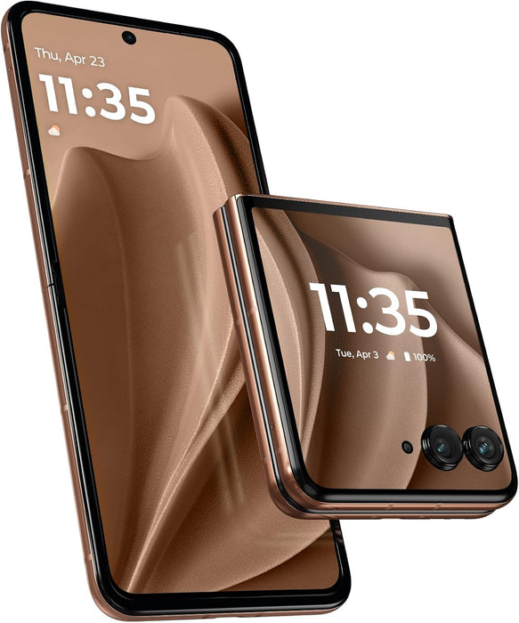 Motorola Razr+Plus 5G 2025 | 256GB, 12GB, 6.9" w/ Titanium Hinge Unlocked Global (Renewed | Clean Screen, PANTONE Mocha Mousse)