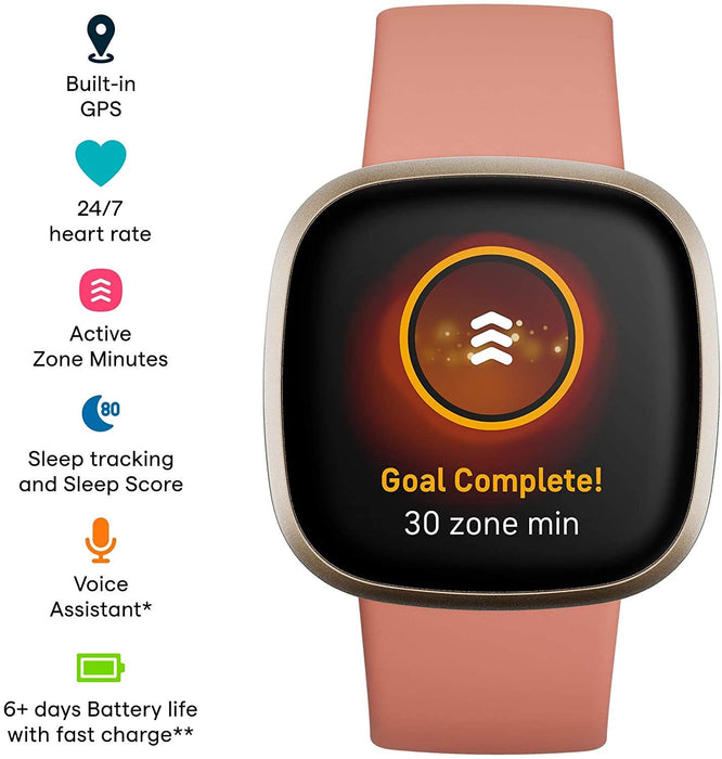 Reloj inteligente de salud y actividad física Fitbit Versa 3 con Alexa integrada y control de frecuencia cardíaca