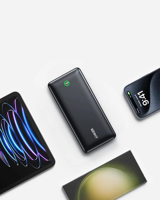 Anker Nano 20K Power Bank Compact 30W Fast Charger w/ Built-In USB-C, Display (Black)