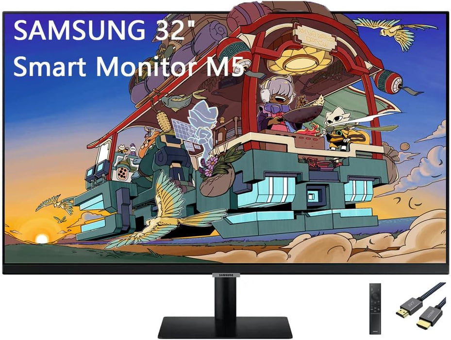Samsung M5 32" Smart Monitor w/ Speakers, FHD HDR10 Streaming TV Apps Gaming Hub (Black)