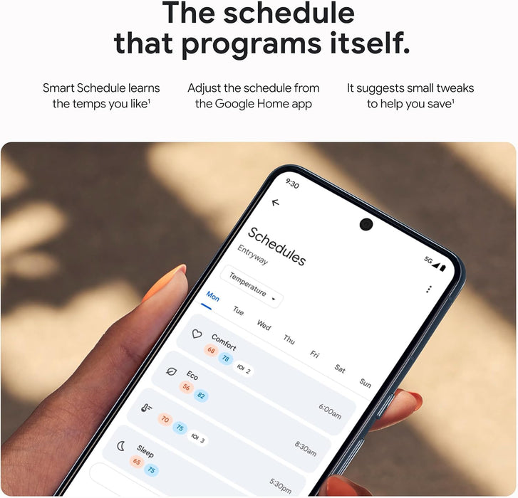 Google Nest Learning Thermostat (4th Gen) w/ 2 Temperature Sensor's | Obsidian (Renewed | Like New, Polished Silver)
