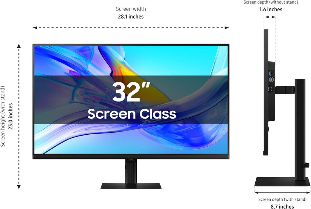 Samsung ViewFinity S8 32" 4K UHD IPS USB-C KVM HDR10 Ergonomic Monitor (Renewed) (Renewed | Like New, Black)