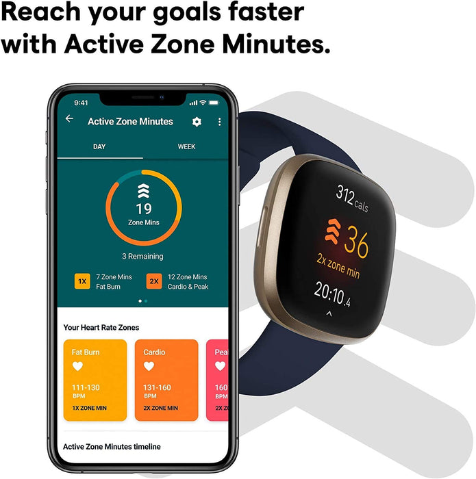 Reloj inteligente de salud y actividad física Fitbit Versa 3 con Alexa integrada y control de frecuencia cardíaca