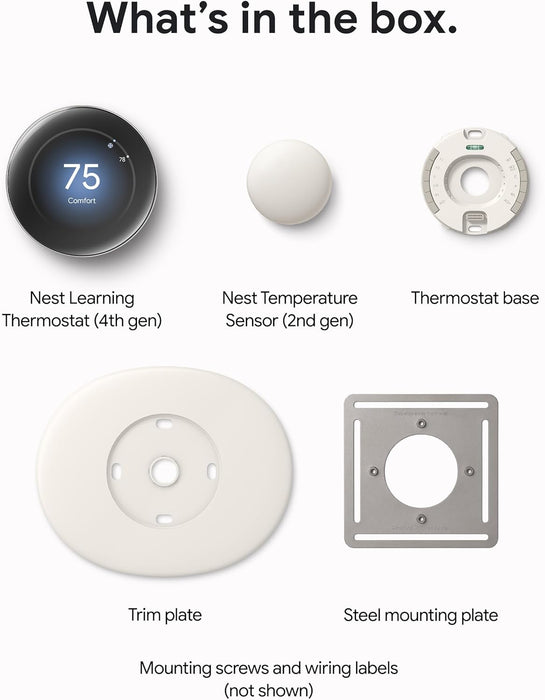 Google Nest Learning Thermostat | 4th Gen, 2024 | w/ Temperature Sensor | Gold (Polished Silver)