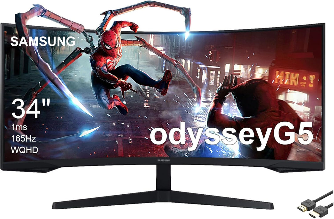 Samsung Odyssey G5 34" Ultra-Wide WQHD 165Hz 1ms 1000R 21:9 Curved Monitor (Black)