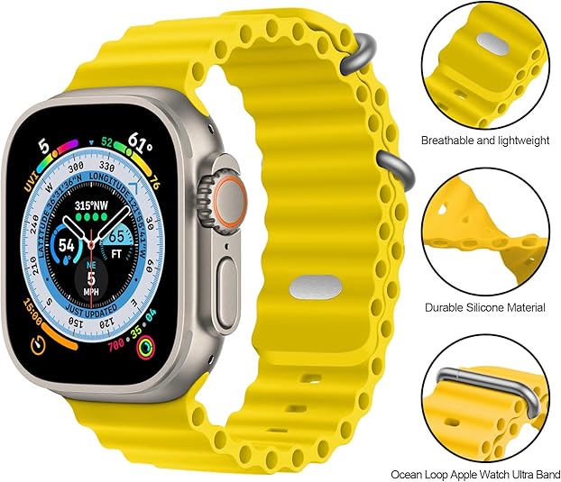 Band for Apple Watch Ultra 49mm, Yellow Ocean Band (Titanium)