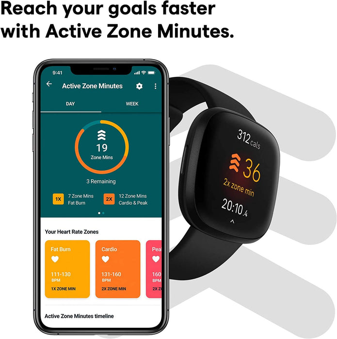 Reloj inteligente de salud y actividad física Fitbit Versa 3 con Alexa integrada y control de frecuencia cardíaca