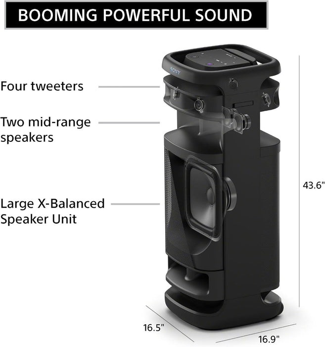 Sony ULT Tower 10 Bluetooth Karaoke Party Speaker w/ Mic 360 Sound Lights (Open Box, Black)