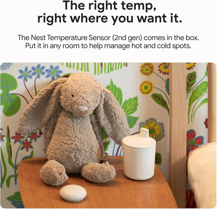 Google Nest Learning Thermostat | 4th Gen, 2024 | w/ Temperature Sensor | Silver (Polished Silver)