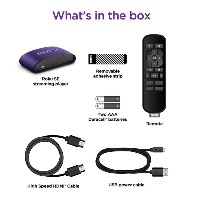 Roku SE Streaming Media Player 3930SE W/ High-Speed HDMI Cable (White)