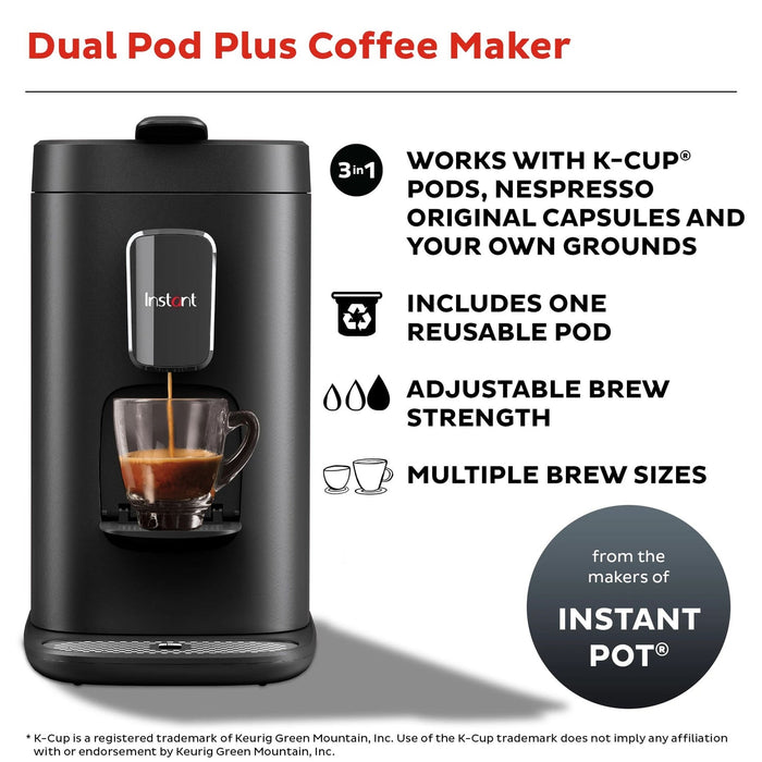 Instant Pot Pod, 3-in-1 Espresso, K-Cup Pod and Ground Coffee Maker ()