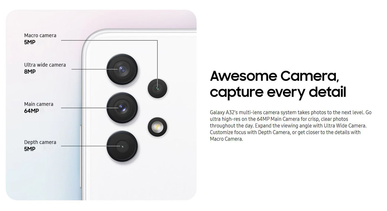 SAMSUNG Galaxy A32 5G (64GB, 4GB) 6.5" T-Mobile Locked VoLTE A326U BLACK (Renewed | Like New, Black)