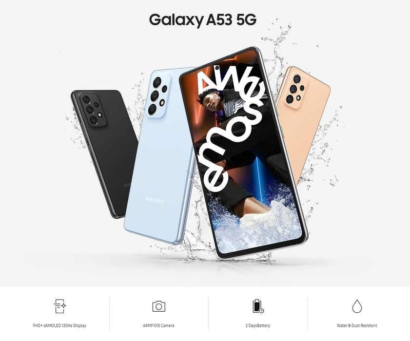 Samsung Galaxy A53 5G (128 GB, 6 GB) 6,5" Dual SIM GSM Desbloqueado 5G/4G LTE A536E/DS