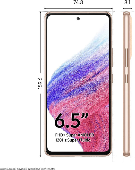 SAMSUNG Galaxy A53 5G (128GB, 6GB) 6.5" Dual SIM GSM Unlocked 5G/4G LTE A536E/DS (Excellent - Refurbished, Awesome Peach)