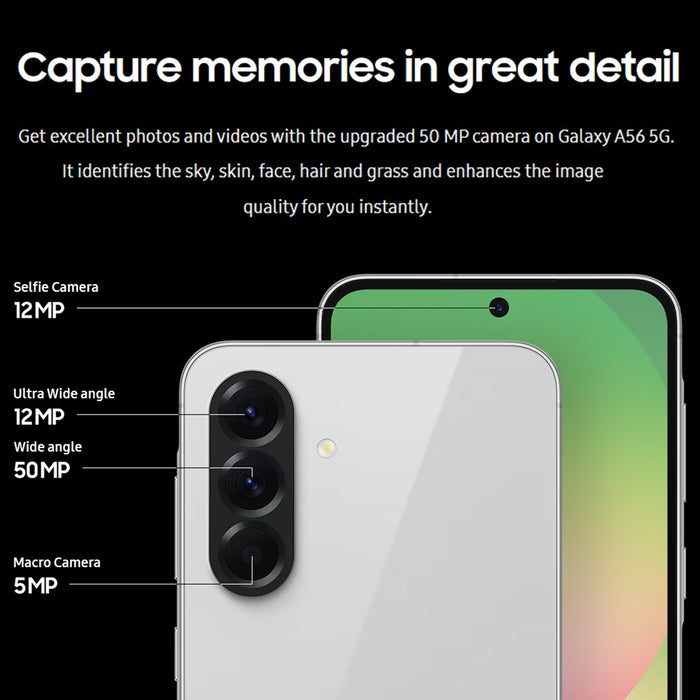 Samsung Galaxy A56 5G (256GB, 12GB) 6.7" GSM Unlocked, Global 5G/4G LTE A566E/DS (Renewed | Like New, Awesome Lightgray)