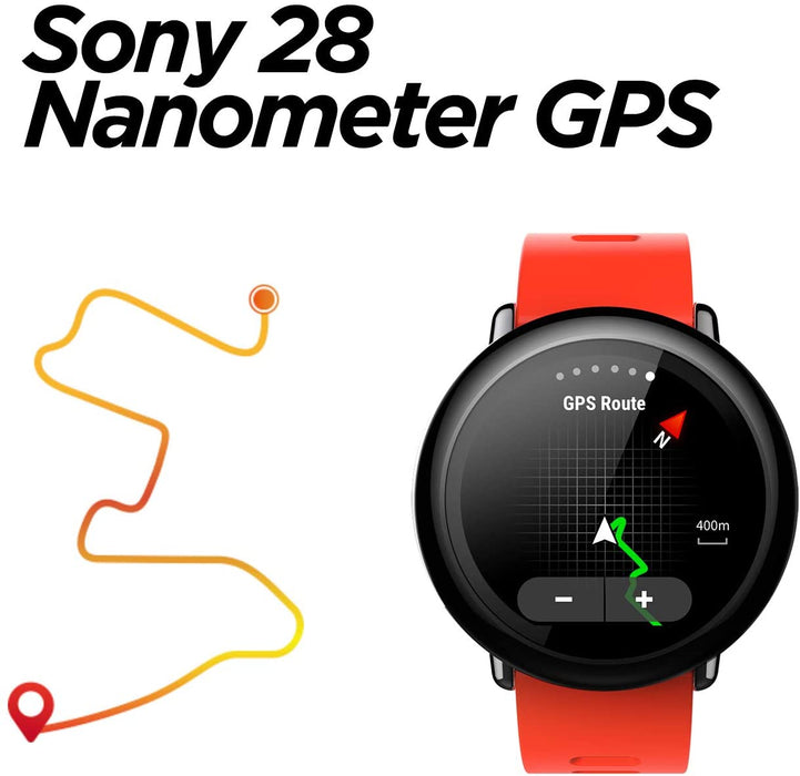 Reloj para correr Amazfit Pace 1.34" GPS + GLONASS, resistente al agua IP67 - A1612 (rojo) (rojo)