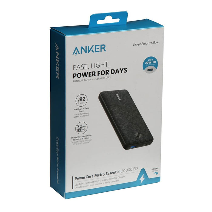 Cargador portátil ultradelgado de 20 000 mAh Anker PowerCore Metro Essential 20 000 PD (negro)