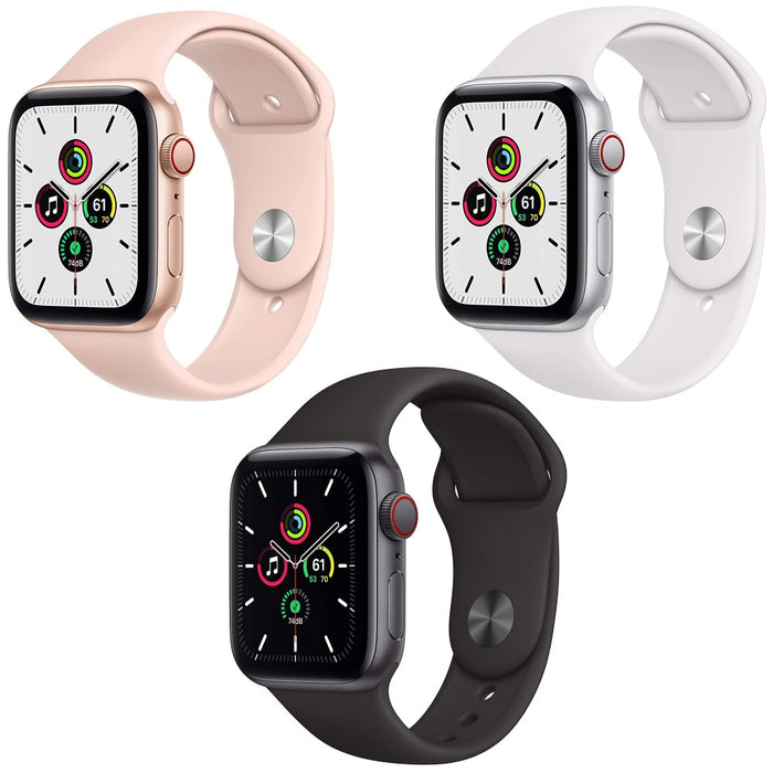 Apple Watch SE (44 mm, Wi-Fi, GPS + 4G LTE) 1,78" completamente desbloqueado con caja de aluminio (excelente - reacondicionado)