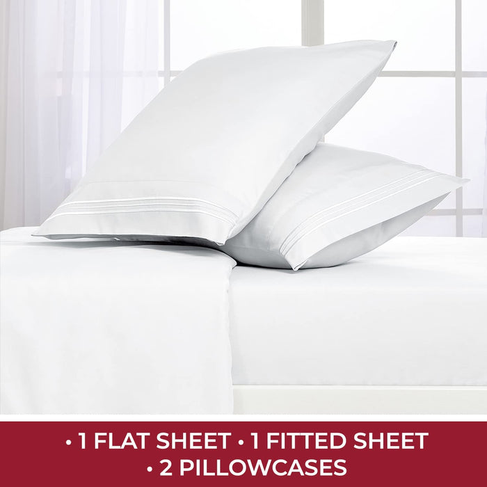 Mellanni King Size 1800 Thread Count 4 Piece Bed Sheets & Pillowcase Set (White) (White)