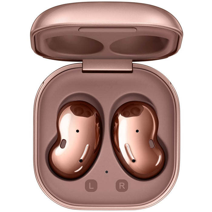 Auriculares inalámbricos Samsung Galaxy Buds Live SM-R180 con cancelación activa de ruido (modelos iOS y Android) (excelentes, reacondicionados, bronce místico)