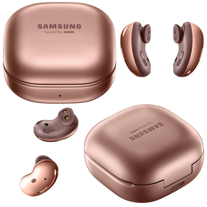 Auriculares inalámbricos Samsung Galaxy Buds Live SM-R180 con cancelación activa de ruido (modelos iOS y Android) (excelentes, reacondicionados, bronce místico)