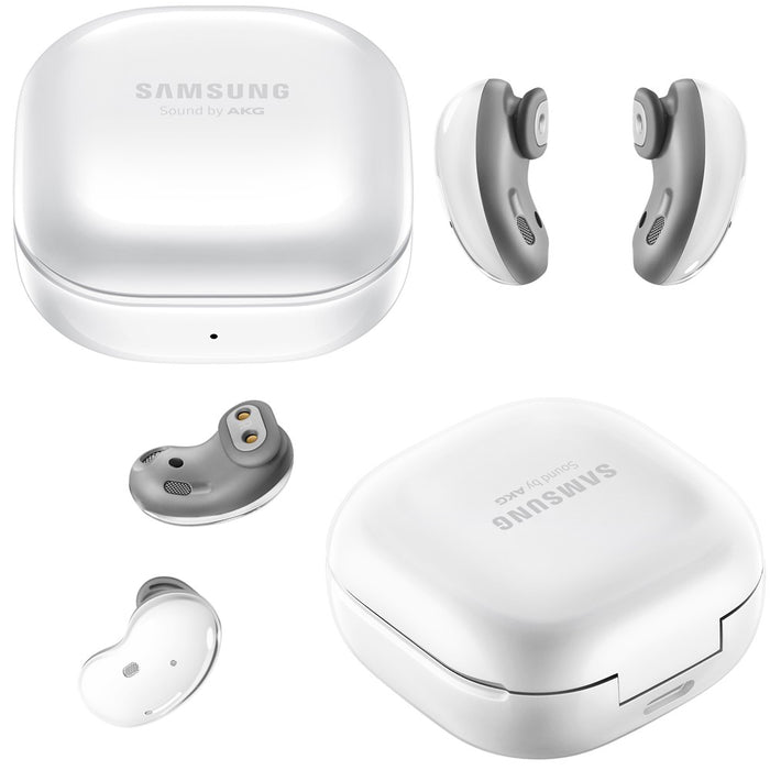 Auriculares inalámbricos Samsung Galaxy Buds Live SM-R180 con cancelación activa de ruido (modelos iOS y Android) (excelentes, reacondicionados, blanco místico)