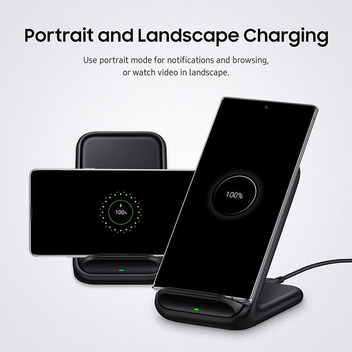 SAMSUNG Wireless Fast Charging 2.0 Stand w/ 25W Wall Charger Qi Enabled US Model (Excellent - Refurbished, Black)