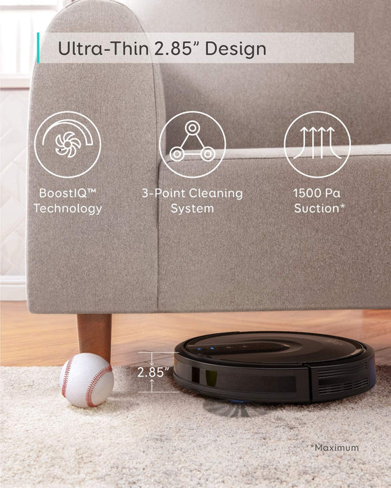 Aspiradora inteligente ultradelgada Eufy RoboVac 35C con WiFi y control por aplicación para mascotas (negra)