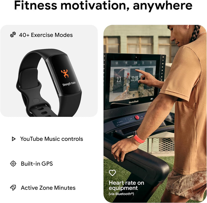 Rastreador de actividad física avanzado Fitbit Charge 6 con GPS integrado, Fitbit Pay (negro) (negro)