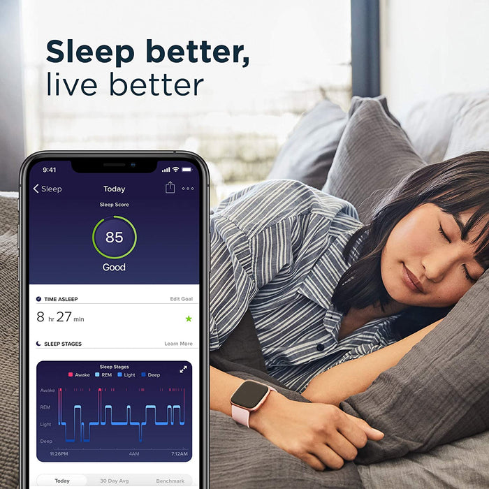 Fitbit Versa 2 Health and Fitness Smartwatch, Heart Rate & Sleep Tracking Black ()